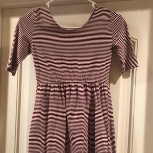 Old navy maroon and white stripe scoop neck dress